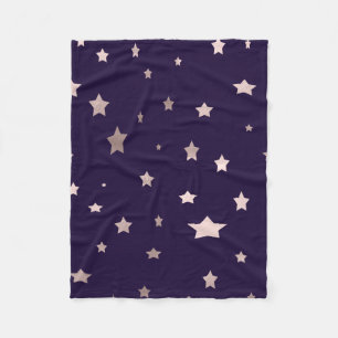 Elegante rozen gouden sterren op een paarse achter fleece deken