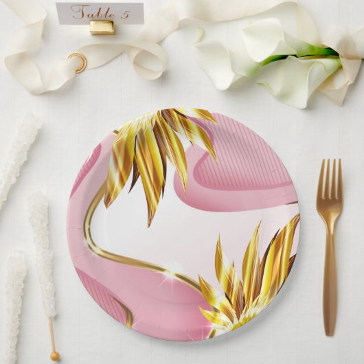 Elegante Rozen gouden vlam Papieren Bordje (Huwelijk)