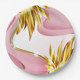 Elegante Rozen gouden vlam Papieren Bordje