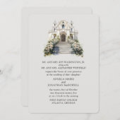 Elegante Rozen kapel bruiloft uitnodiging (Voorkant / Achterkant)