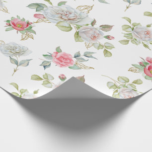 Elegante Rozen met goudgegraveerde bladeren Cadeaupapier