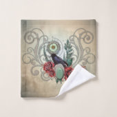 Elegante  rozen met kraai bad handdoek (Wasdoekje)