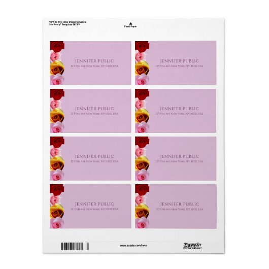 Elegante Rozen Moderne Ontwerp Bloemstuk Kunst Ver Etiket (Full Sheet)