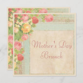 Elegante  Rozen Moederdag Brunch Kaart (Voorkant / Achterkant)