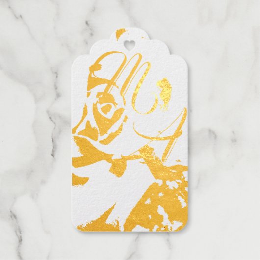 Elegante Rozen Monogram Cadeaulabels (Voorkant)