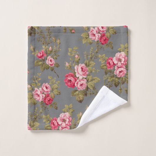 Elegante  Rozen op grijze achtergrond Bad Handdoek (Wasdoekje)