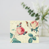 Elegante Rozen op handgeschreven Frans script (Staand voorkant)