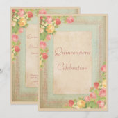 Elegante Rozen Quinceañera Celebration Kaart (Voorkant / Achterkant)