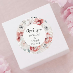 Elegante Rozen Tuin Bruiloft Bedankt Ronde Sticker