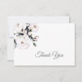 Elegante Rozen | Witte bloemen bruiloft Bedankkaart (Voorkant)