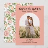Elegante Rozenhof in Roze  Save The Date (Voorkant / Achterkant)