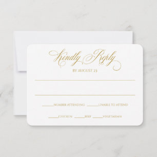 Elegante RSVP-antwoordkaart Charlene (Goud) Kaart