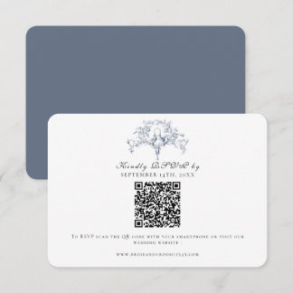 Elegante RSVP Franse Toile Navy Blauwe en Witte Du Kaartje