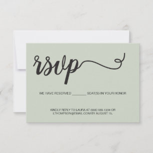 Elegante RSVP gereserveerde zitplaatsen Sage Green Kaartje