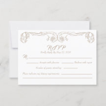 Elegante RSVP-kaart – groen Roos filigraan
