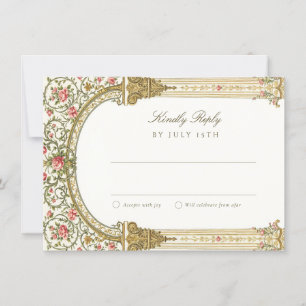 Elegante RSVP-kaart met barokgoud Kaart