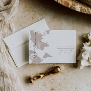 Elegante RSVP-kaart - Wereldkaart Save The Date