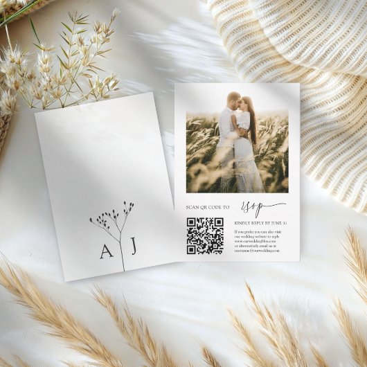 Elegante RSVP QR-code met fotobruiloft Kaartje