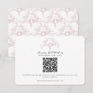 Elegante RSVP Roze en Witte Franse Toile Duiven Ku Kaartje