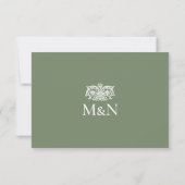 Elegante RSVP Trouw Monogram Groen Bijlage Kaartje (Achterkant)