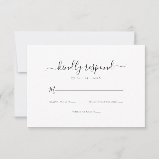 Elegante RSVP voor Huwelijk met Beantwoording Kaartje (Voorkant)