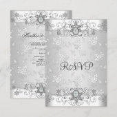 Elegante RSVP Zilver Wit Diamant Kant (Voorkant / Achterkant)