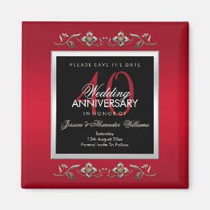 Elegante Ruby Edelstenen Save The Date Magneet