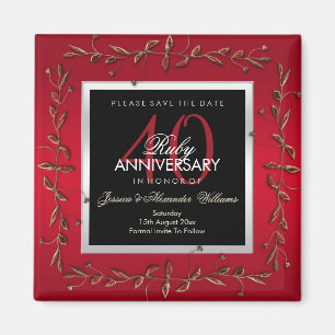 Elegante Ruby Edelstenen Save The Date Magneet