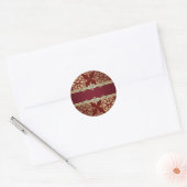 Elegante Ruby Red Gold Damask Stickers (Envelop)