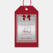 Elegante Ruby Red & Silver Glitter 40e verjaardag Cadeaulabel (Voorkant)