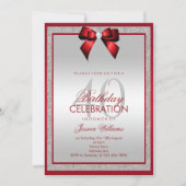 Elegante Ruby Red Silver Glitter 40e verjaardag Kaart (Voorkant)