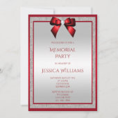 Elegante Ruby Red Silver Glitter Memorial Party Kaart (Voorkant)