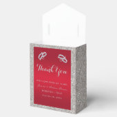 Elegante Ruby Rode & Sparkly Zilveren Ringen Bruil Bedankdoosjes (Geopend)