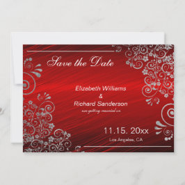 Elegante Rubyrood Grijze Save the Date  Huwelijk
