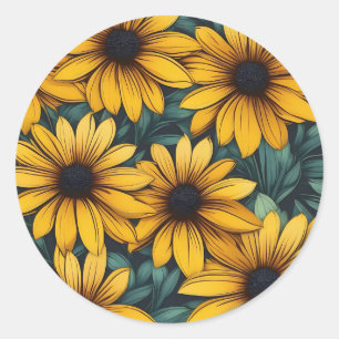 Elegante Rudbeckia bloesems Ronde Sticker