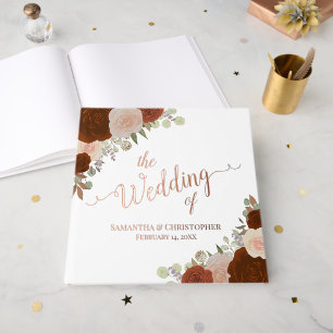 Elegante Rust Sinaasappel Boho Rozen Folie bruilof Gastenboek