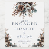 Elegante Rustic Forest Pinecones verlovingsfeest Wijn Etiket (Enkel label)