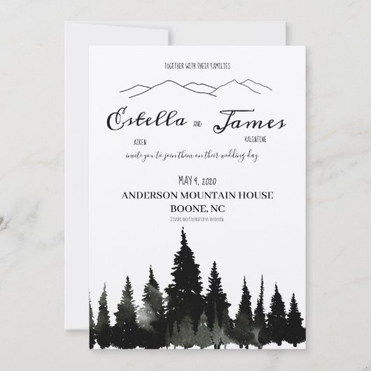 Elegante rustieke berg bruiloft uitnodiging (Voorkant)