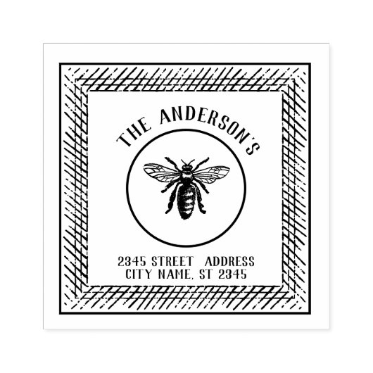  elegante rustieke bijenfamilienaam 	rubberstempel (Afrduk)