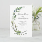 Elegante Rustieke Bladeren Groene Bruidsborrel Kaart (Staand voorkant)