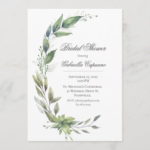 Elegante Rustieke Bladeren Groene Bruidsborrel Kaart