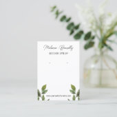 Elegante rustieke bladeren sieraden oorbel display visitekaartje (Staand voorkant)