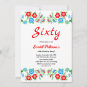 Elegante rustieke blauwe rode rozen bloemen 60ste kaart (Voorkant)