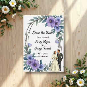 Elegante Rustieke Bloemen Krans Bruid Bruidegom Hu Save The Date