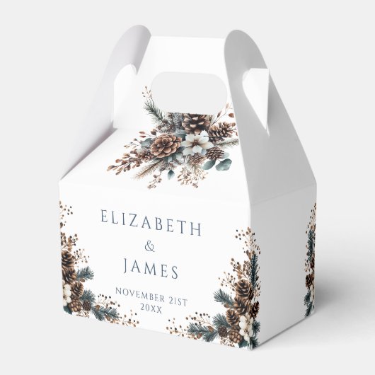 Elegante rustieke bloemen Pinecones bos bruiloft Bedankdoosjes (Achterkant)