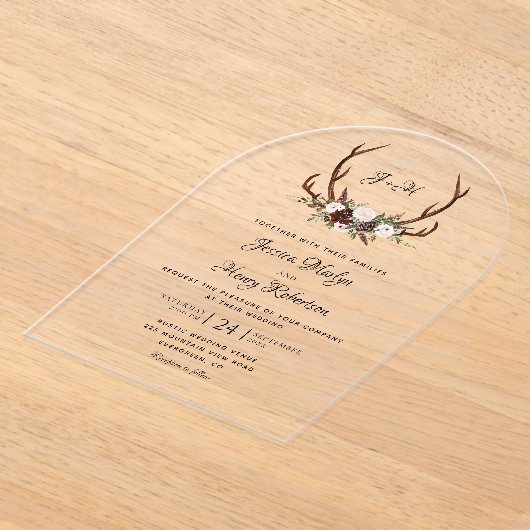 Elegante rustieke bloemengewei bruiloft acryl uitnodigingen (Laagn)