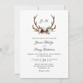 Elegante rustieke bloemengewei bruiloft kaart (Voorkant)