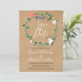 Elegante Rustieke Bloemenguirlande  Bewaar de datu Save The Date (Staand voorkant)