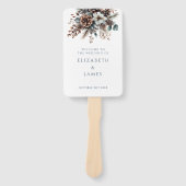 Elegante rustieke bloemige pinecones bruiloft prog handwaaier (Voorkant)