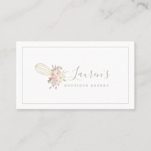 Elegante Rustieke Bloemige Thuis Bakkerij Logo Visitekaartje